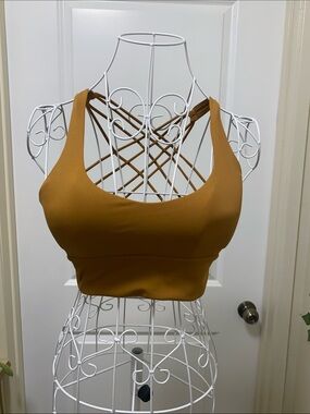 No Boundaries Mustard Crisscross Sports Bra Top